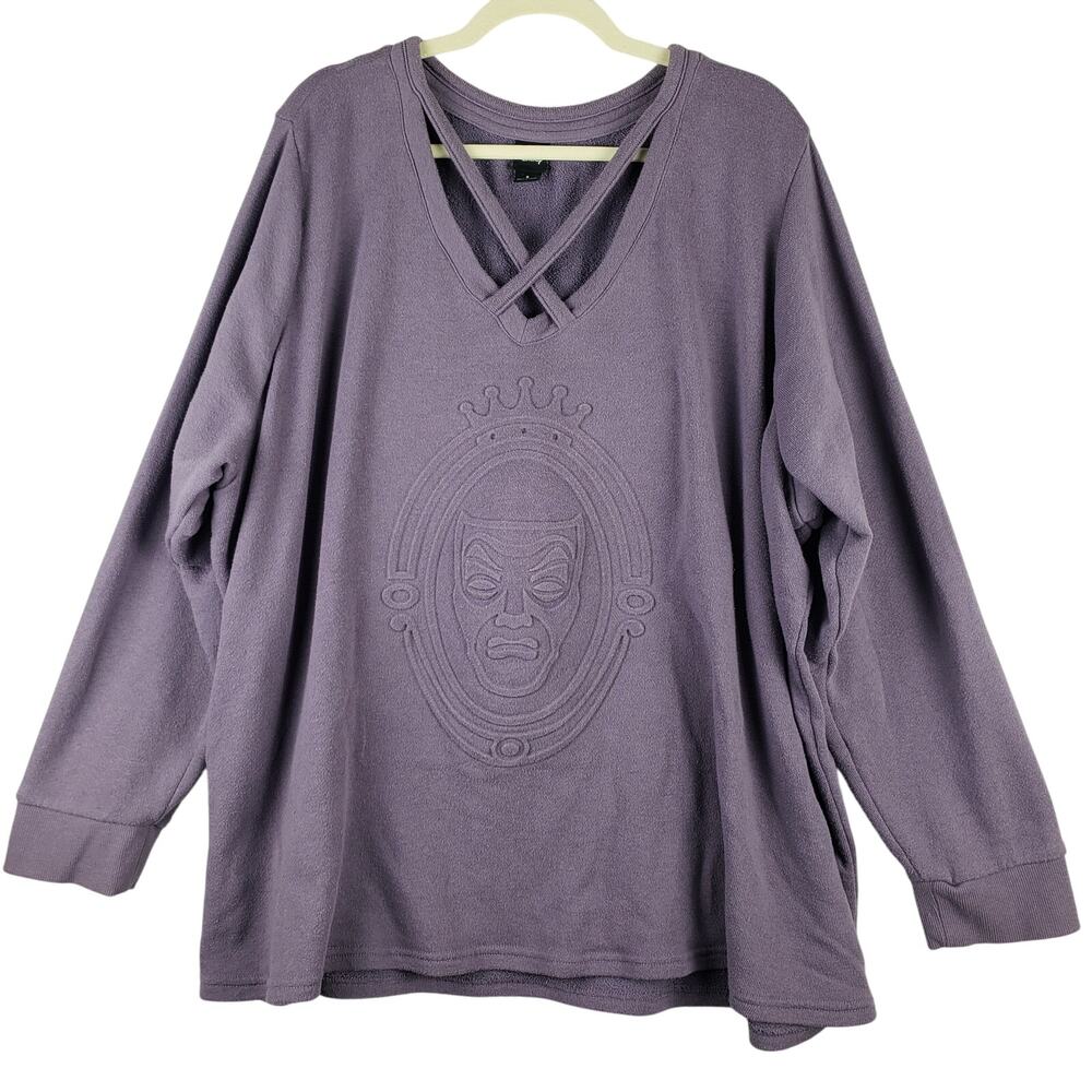 Disney‎ Size 5X Magic Mirror Pullover Sweatshirt Dusty Purple Criss Cross V-Neck